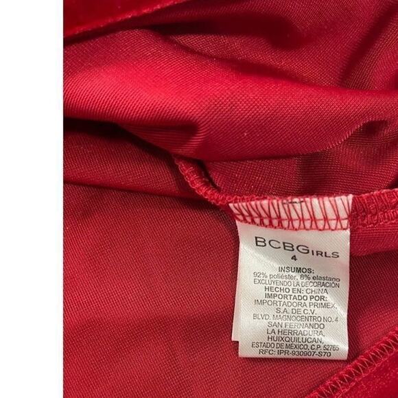 BCBGirl Red Velvet Top and Black Silver Legging Matching set Size 4T New - Picture 7 of 12